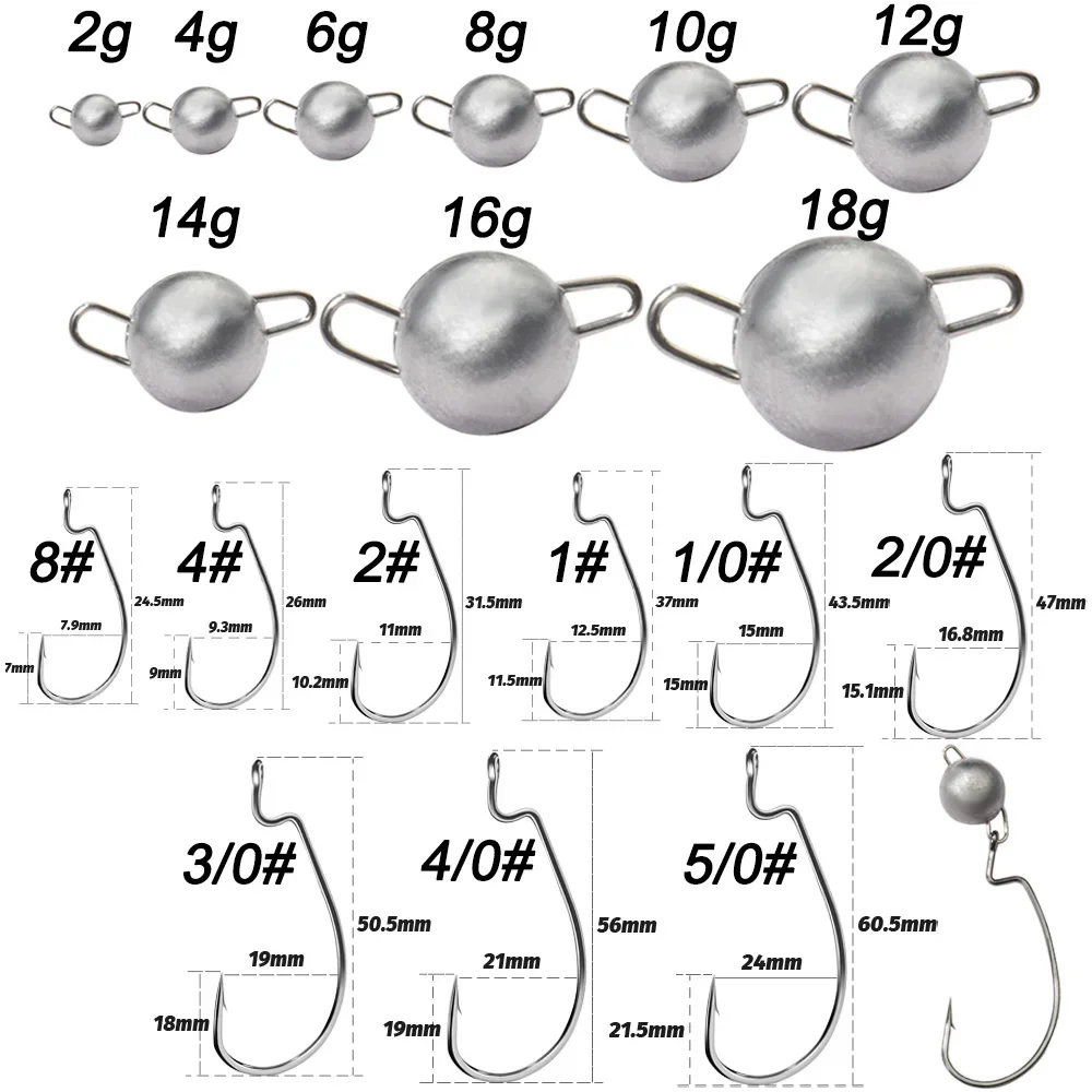 5pcs Metal Jig Head Worm Hooks - огляд і ціна Fishing Hook Offset