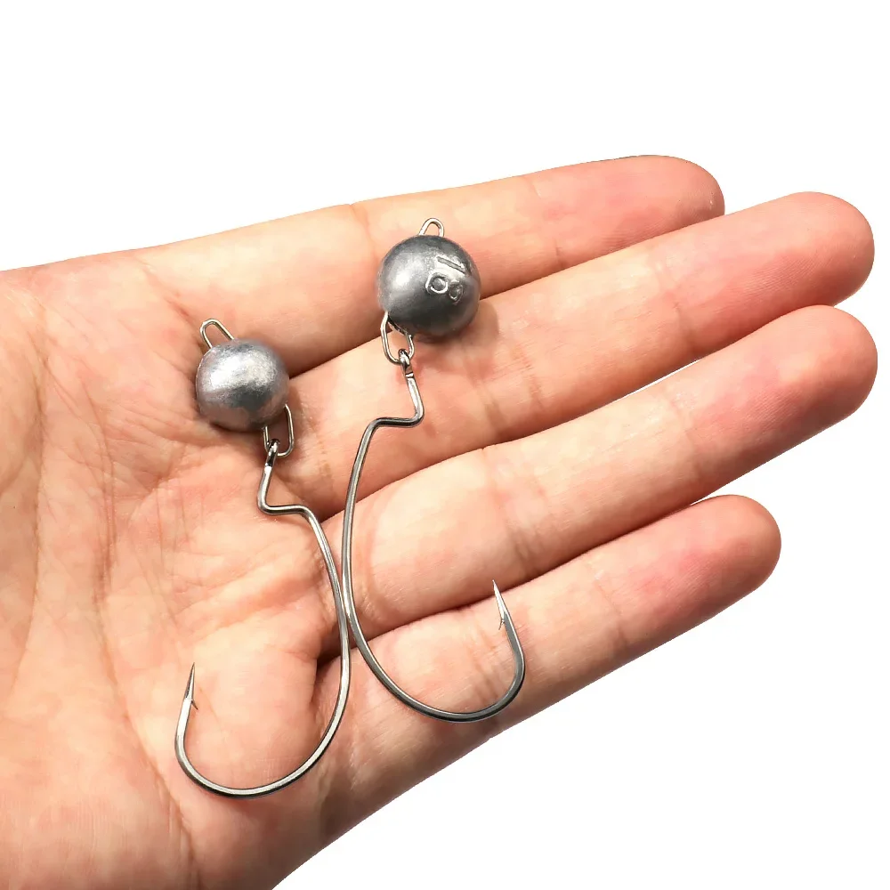 5pcs Metal Jig Head Worm Hooks - огляд і ціна Fishing Hook Offset